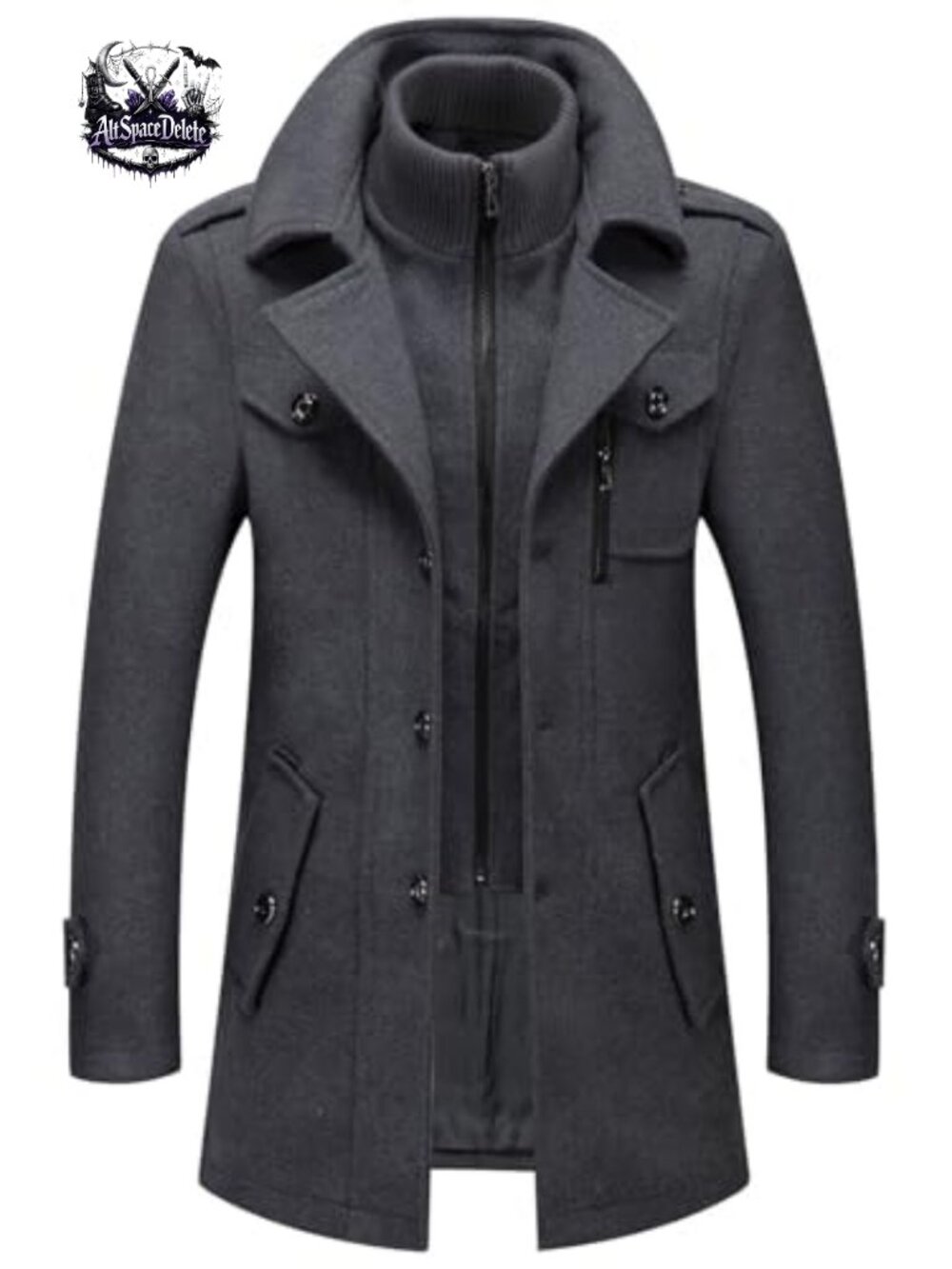 Men's Wool Blend Thermal Peacoat Single Breasted Business Overcoat